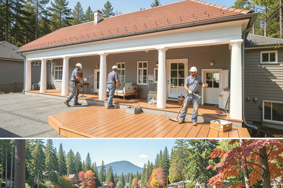 Rooftop Deck Construction in Covington, King County, WA - Waterproofing and membrane work require the extended dry spells of summer to install and cure correctly.