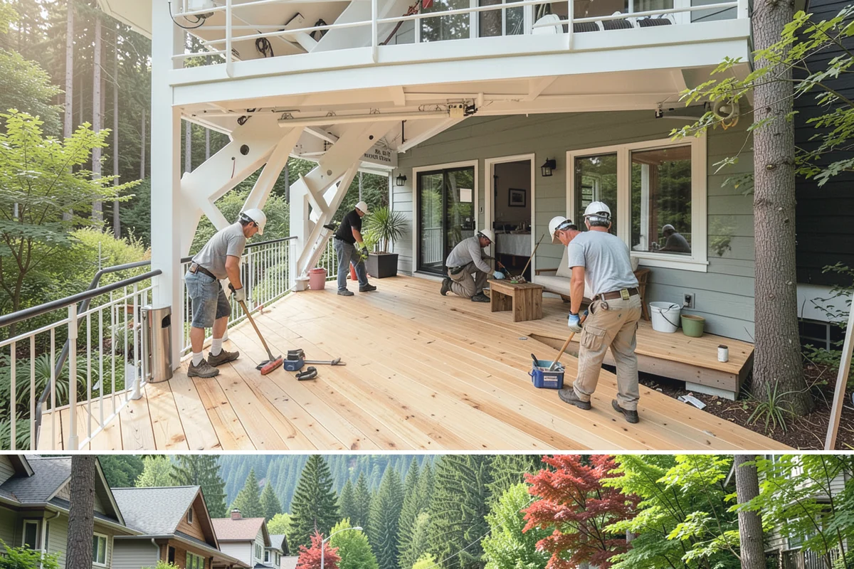 Rooftop Deck Construction in Darrington, Snohomish County, WA - Waterproofing and membrane work require the extended dry spells of summer to install and cure correctly.