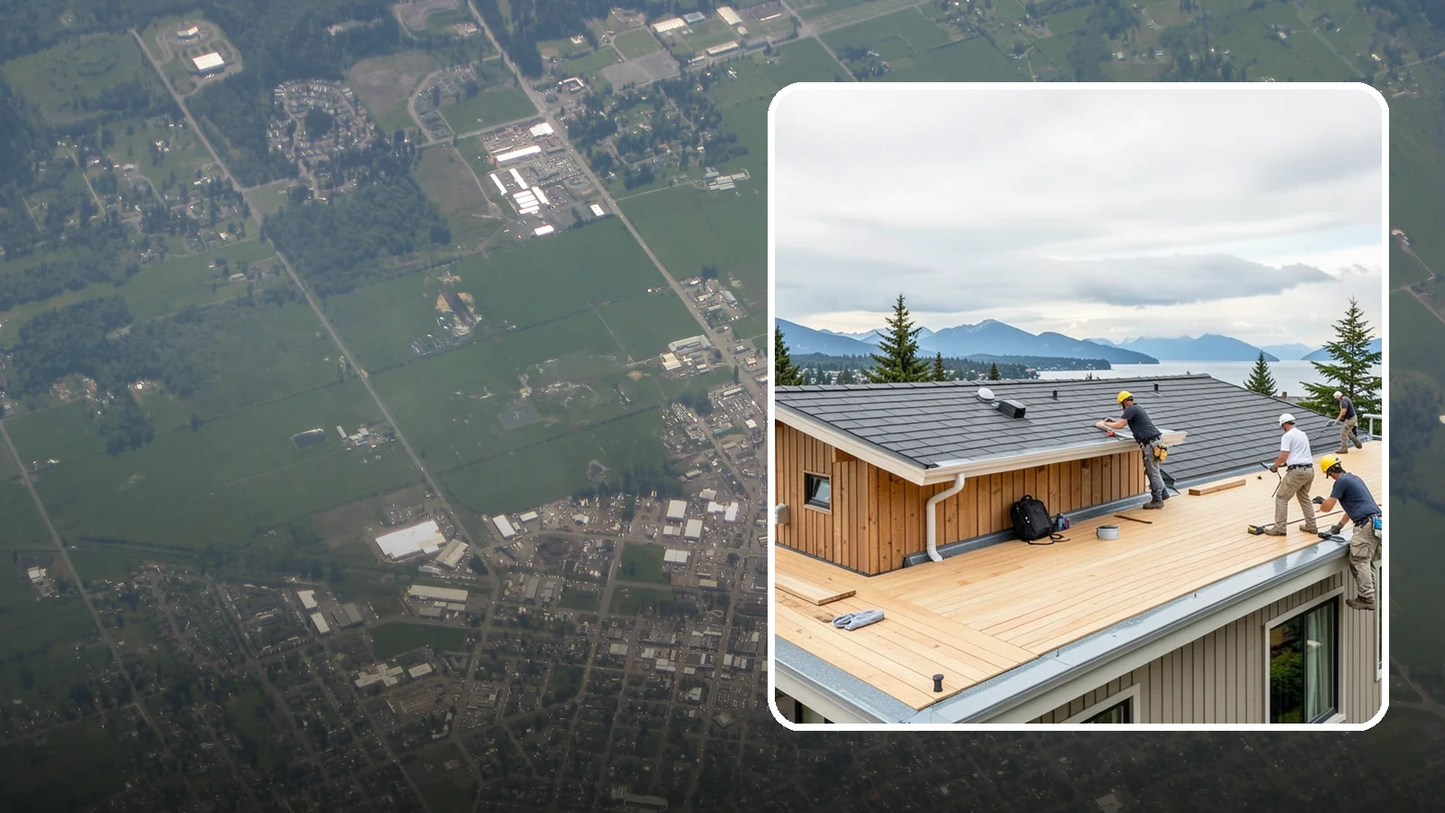 Rooftop Deck Construction in Enumclaw, King County, WA - Rooftop deck construction that reclaims unused roof space for panoramic Puget Sound living.