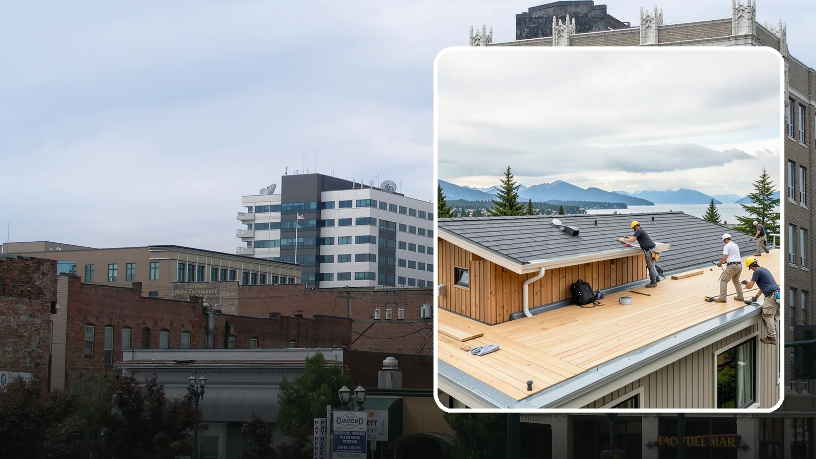 Rooftop Deck Construction in Everett, Snohomish County, WA - Rooftop deck construction that reclaims unused roof space for panoramic Puget Sound living.
