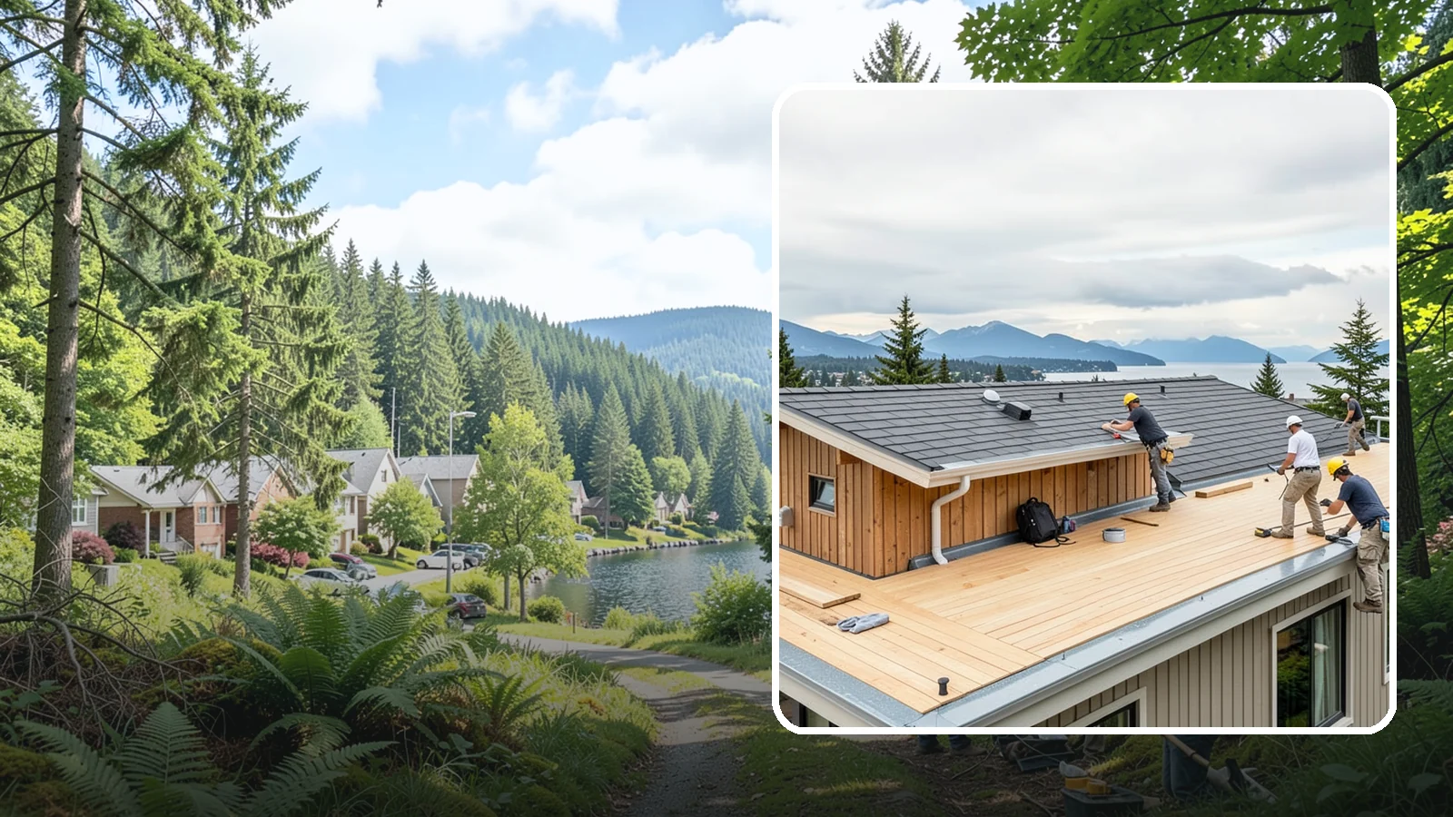Rooftop Deck Construction in Lake Forest Park, King County, WA - Rooftop deck construction that reclaims unused roof space for panoramic Puget Sound living.