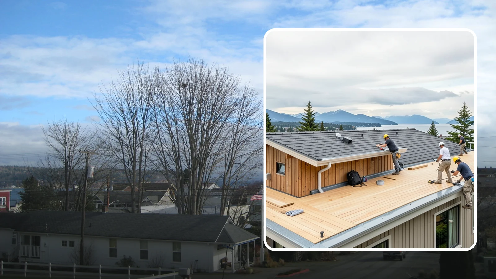 Rooftop Deck Construction in Langley, Island County, WA - Rooftop deck construction that reclaims unused roof space for panoramic Puget Sound living.