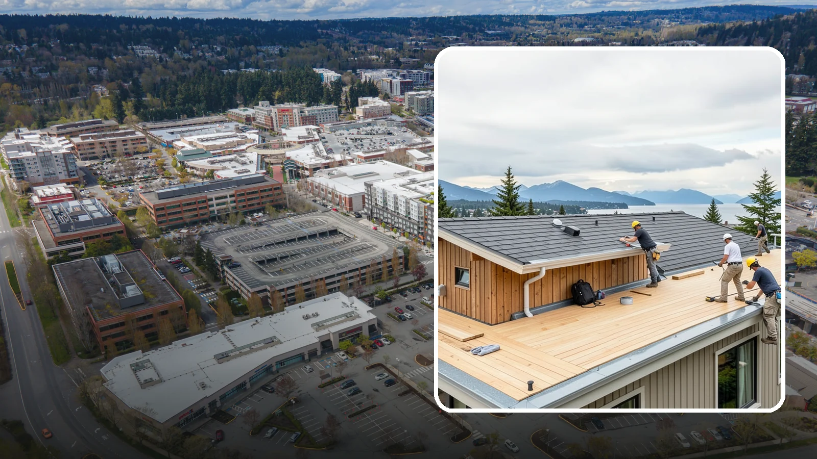Rooftop Deck Construction in Redmond, King County, WA - Rooftop deck construction that reclaims unused roof space for panoramic Puget Sound living.