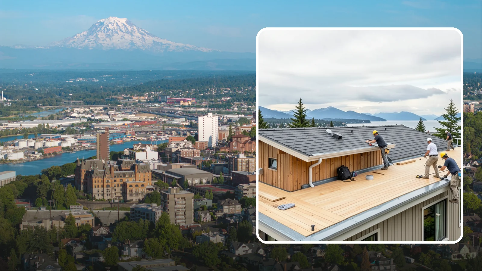 Rooftop Deck Construction in Tacoma, Pierce County, WA - Rooftop deck construction that reclaims unused roof space for panoramic Puget Sound living.