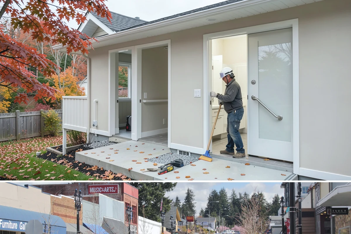 Room Addition in Bothell, King County, WA - Framing goes best in the drier summer months, while interior finishing carries comfortably into fall and winter.