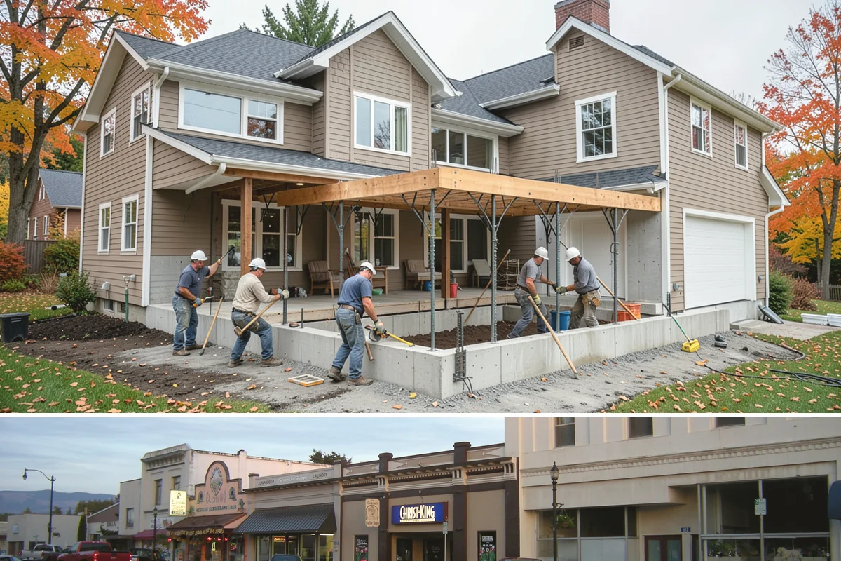 Room Addition in Burlington, Skagit County, WA - Framing goes best in the drier summer months, while interior finishing carries comfortably into fall and winter.