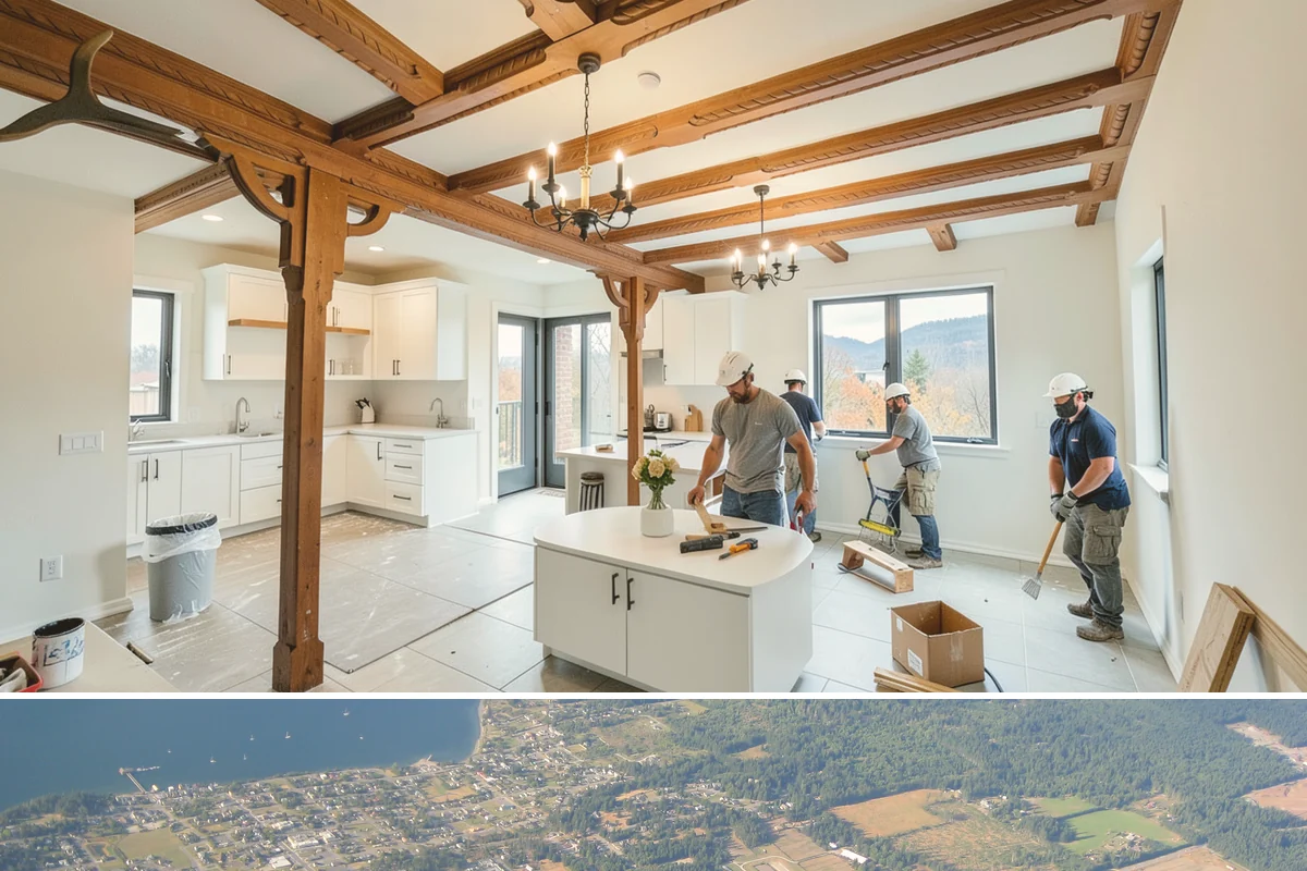 Room Addition in Coupeville, Island County, WA - Framing goes best in the drier summer months, while interior finishing carries comfortably into fall and winter.