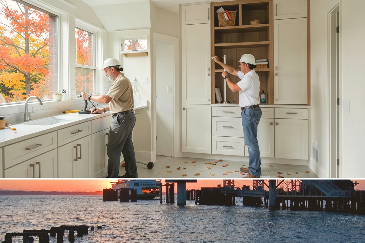 Room Addition in Edmonds, Snohomish County, WA - Framing goes best in the drier summer months, while interior finishing carries comfortably into fall and winter.