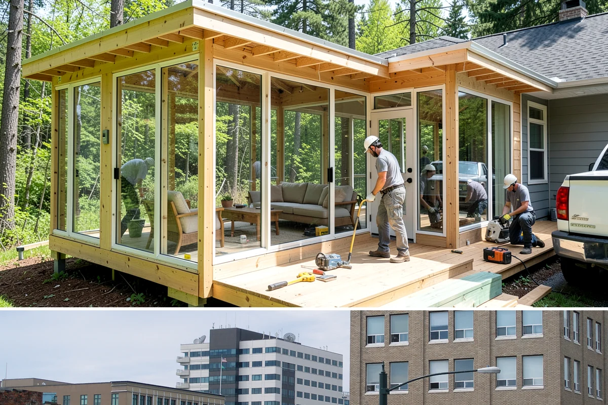 Room Addition in Everett, Snohomish County, WA - Framing goes best in the drier summer months, while interior finishing carries comfortably into fall and winter.