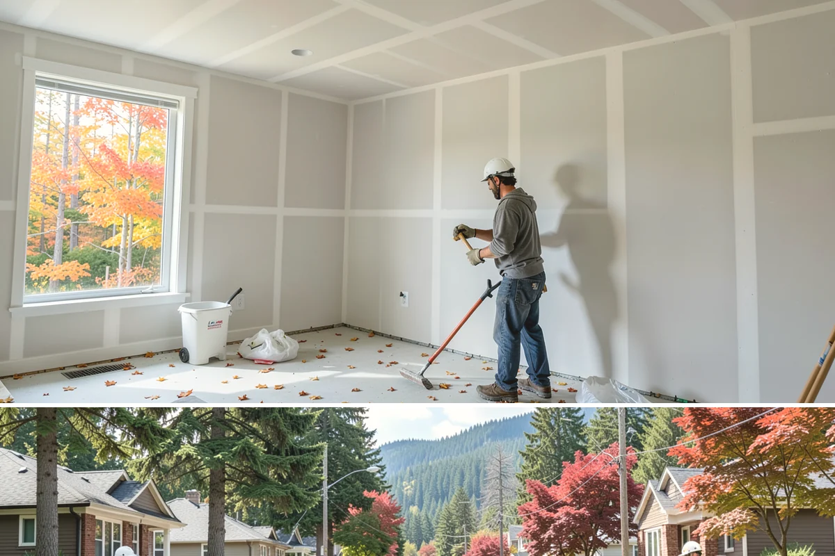 Room Addition in Hunts Point, King County, WA - Framing goes best in the drier summer months, while interior finishing carries comfortably into fall and winter.