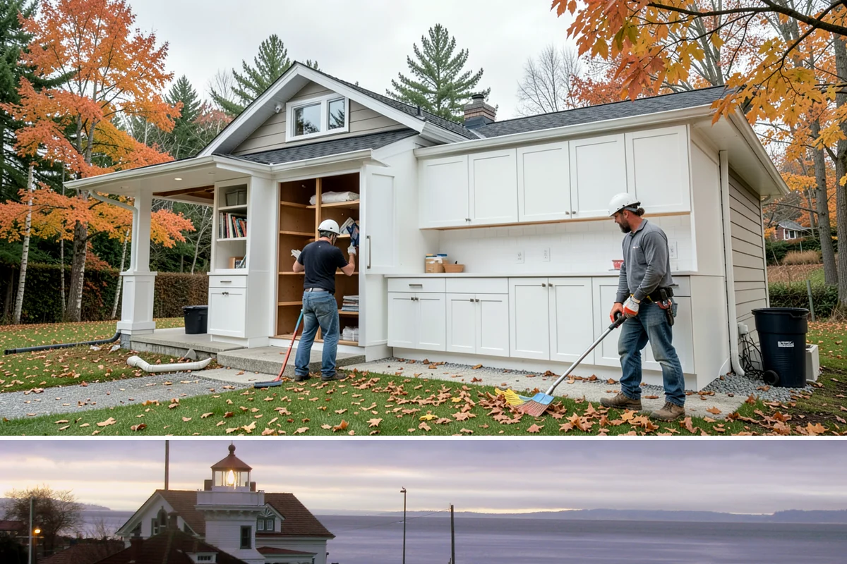 Room Addition in Mukilteo, Snohomish County, WA - Framing goes best in the drier summer months, while interior finishing carries comfortably into fall and winter.
