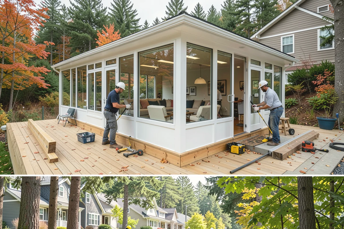 Room Addition in Normandy Park, King County, WA - Framing goes best in the drier summer months, while interior finishing carries comfortably into fall and winter.