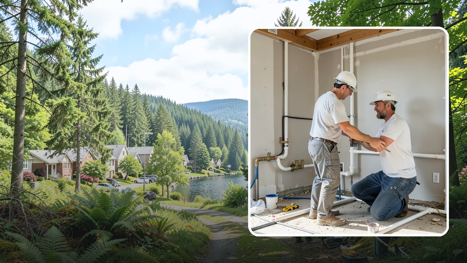 Rough-In Plumbing in Lake Forest Park, King County, WA - We install the supply, drain, waste, and vent lines behind your walls before insulation and drywall go up on a remodel or...