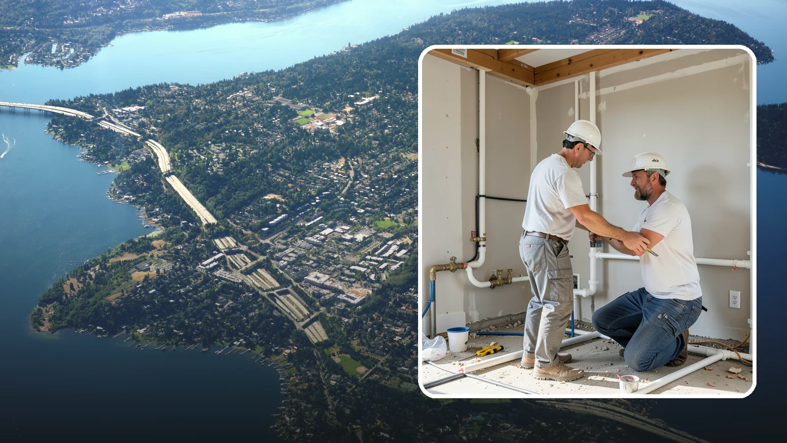 Rough-In Plumbing in Mercer Island, King County, WA - We install the supply, drain, waste, and vent lines behind your walls before insulation and drywall go up on a remodel or...
