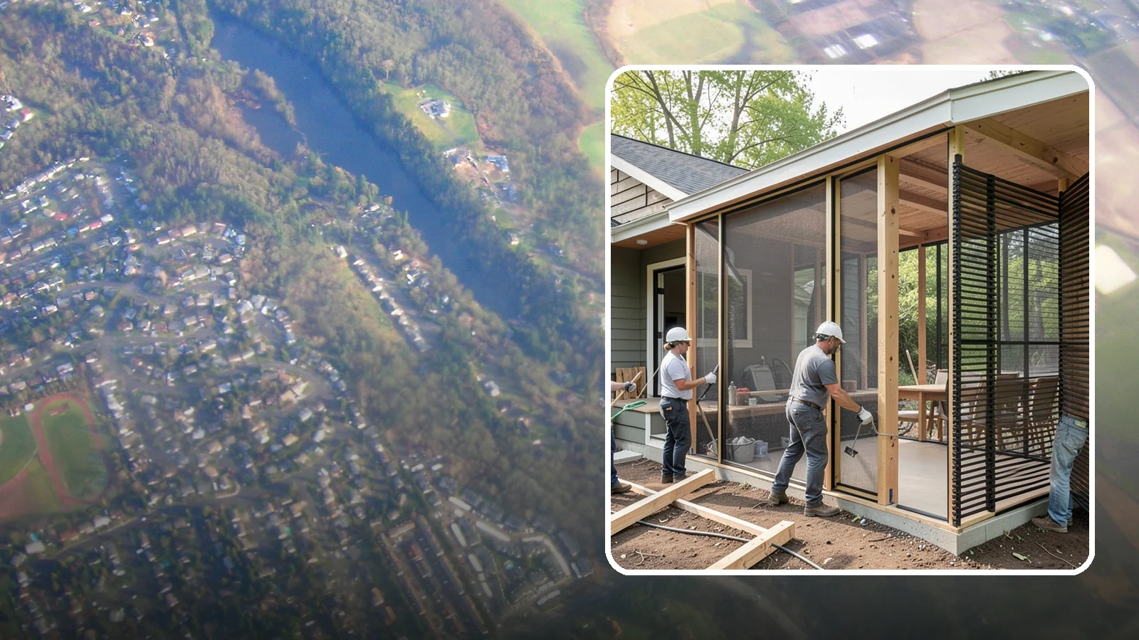 Screen Room Construction in Algona, King County, WA - A screened enclosure that keeps insects out while letting fresh air flow through.