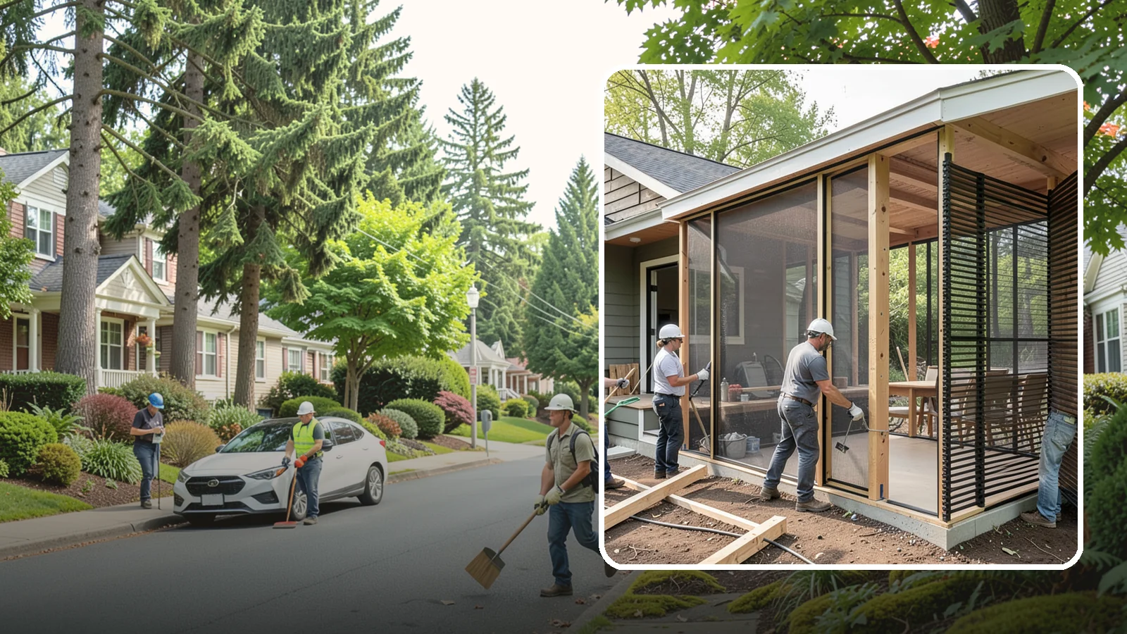 Screen Room Construction in Beaux Arts Village, King County, WA - A screened enclosure that keeps insects out while letting fresh air flow through.