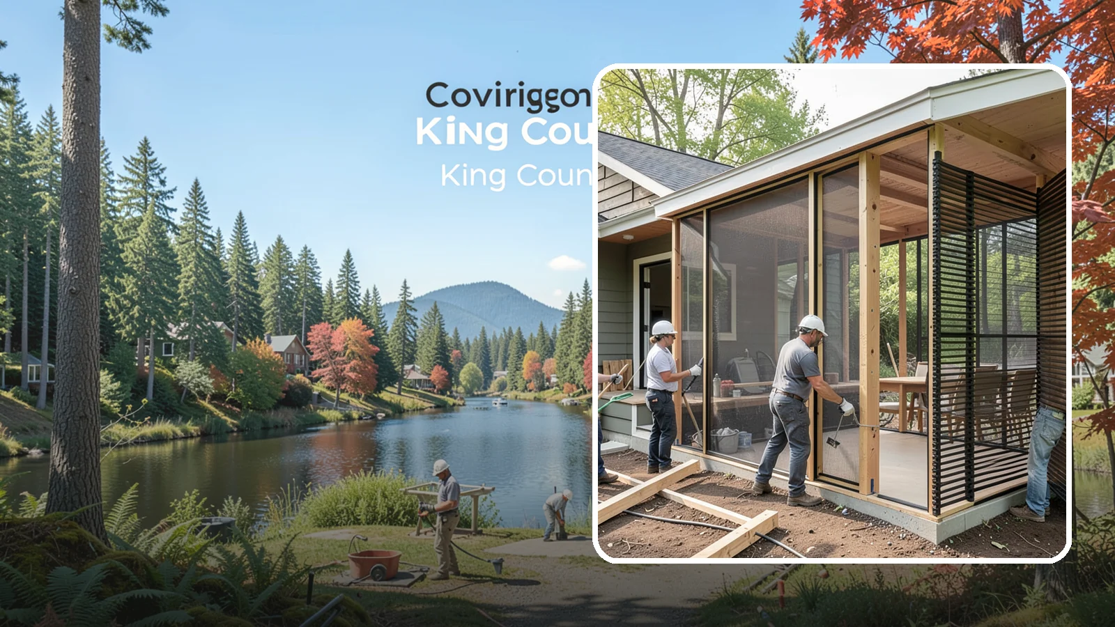 Screen Room Construction in Covington, King County, WA - A screened enclosure that keeps insects out while letting fresh air flow through.