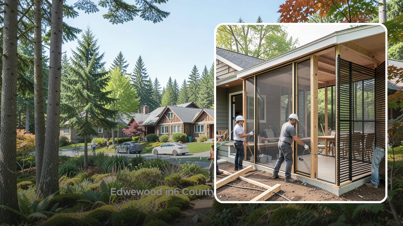 Screen Room Construction in Edgewood, Pierce County, WA - A screened enclosure that keeps insects out while letting fresh air flow through.