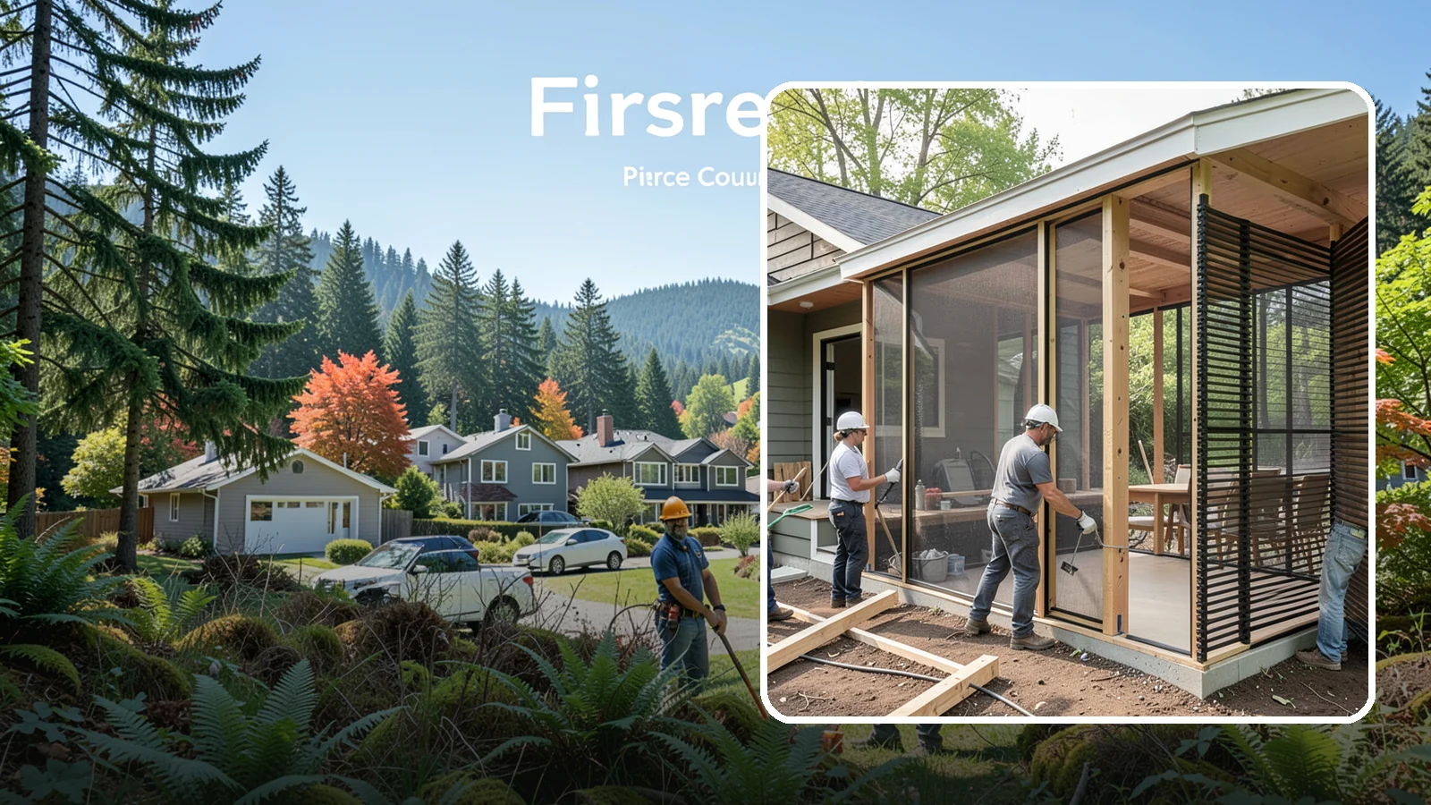 Screen Room Construction in Fircrest, Pierce County, WA - A screened enclosure that keeps insects out while letting fresh air flow through.