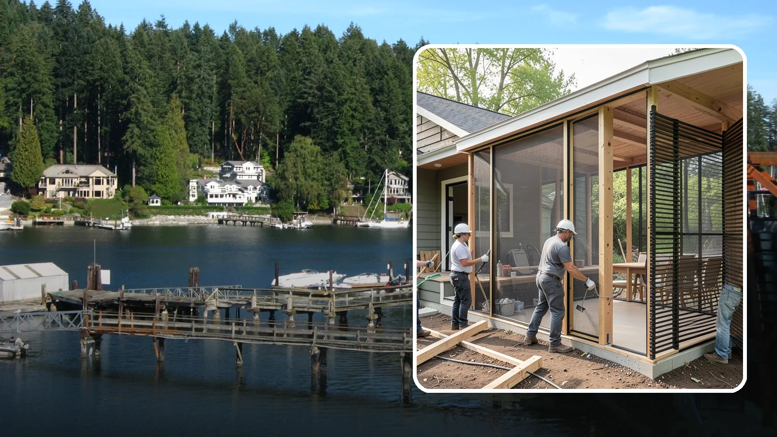 Screen Room Construction in Gig Harbor, Pierce County, WA - A screened enclosure that keeps insects out while letting fresh air flow through.
