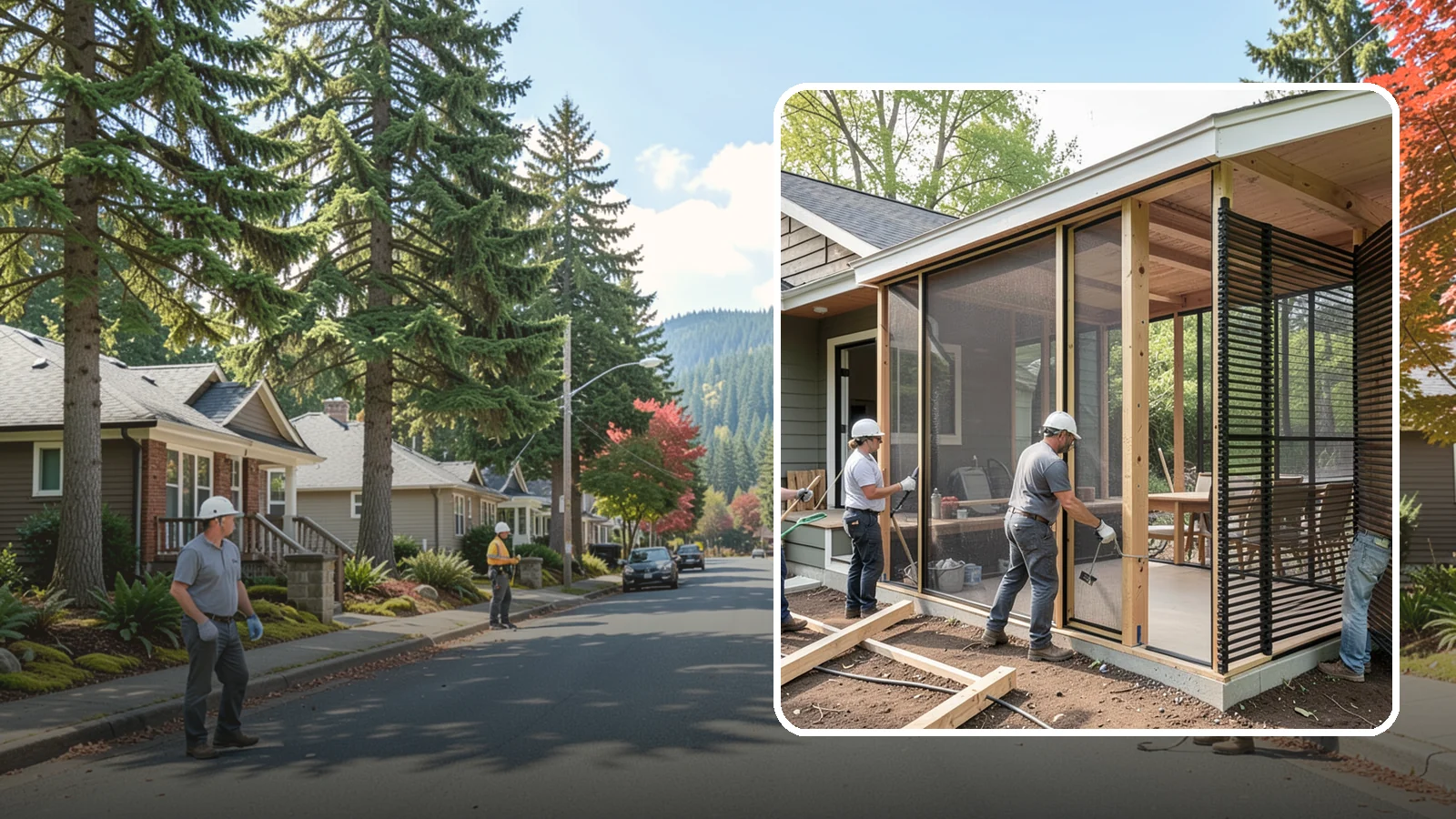 Screen Room Construction in Hunts Point, King County, WA - A screened enclosure that keeps insects out while letting fresh air flow through.