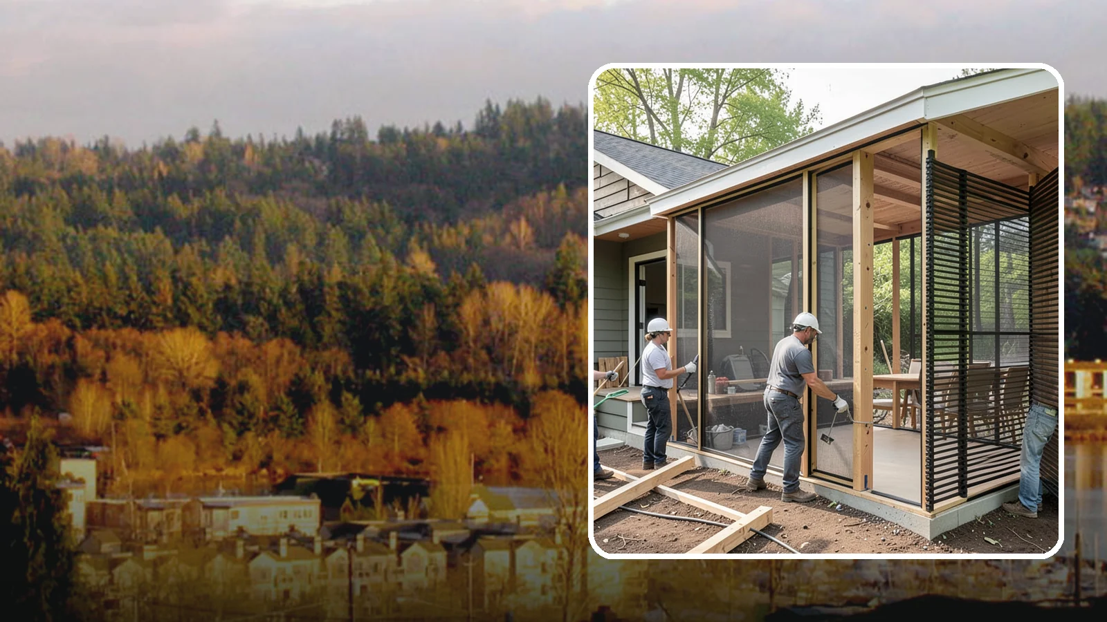 Screen Room Construction in Kenmore, King County, WA - A screened enclosure that keeps insects out while letting fresh air flow through.