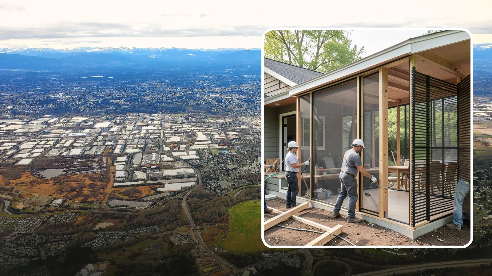 Screen Room Construction in Kent, King County, WA - A screened enclosure that keeps insects out while letting fresh air flow through.