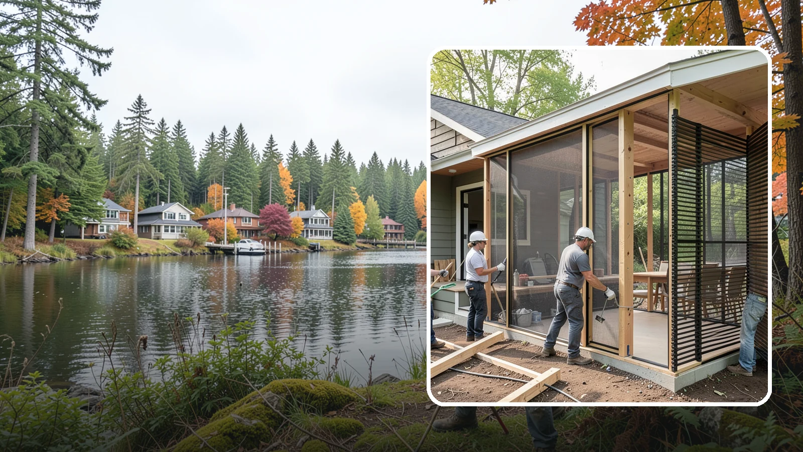 Screen Room Construction in La Conner, Skagit County, WA - A screened enclosure that keeps insects out while letting fresh air flow through.