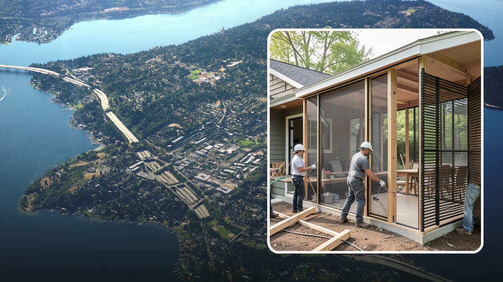 Screen Room Construction in Mercer Island, King County, WA - A screened enclosure that keeps insects out while letting fresh air flow through.