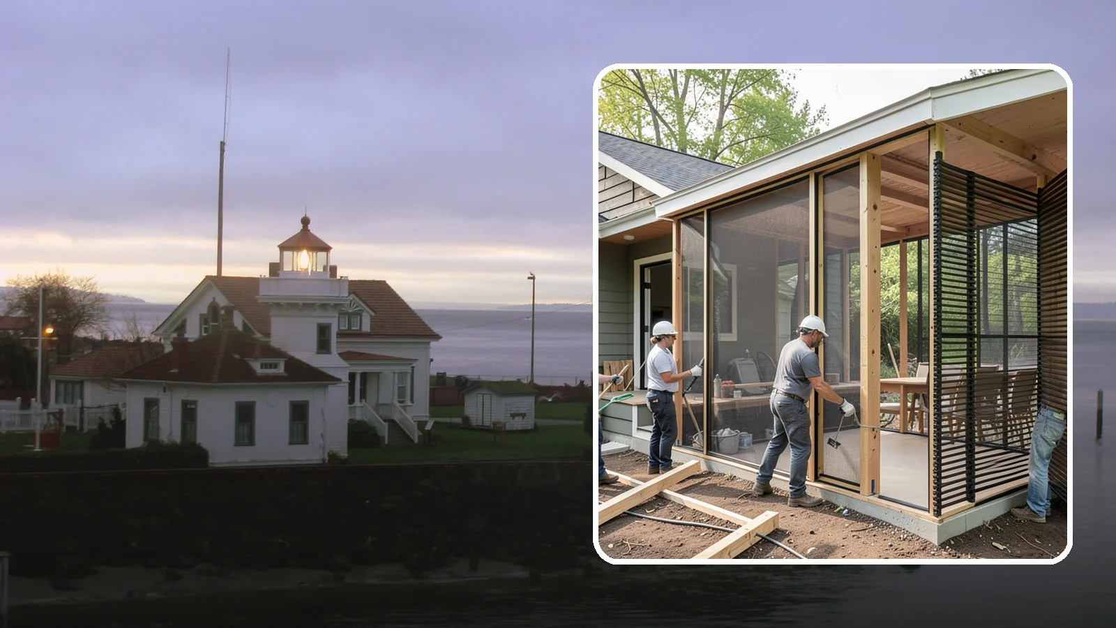 Screen Room Construction in Mukilteo, Snohomish County, WA - A screened enclosure that keeps insects out while letting fresh air flow through.