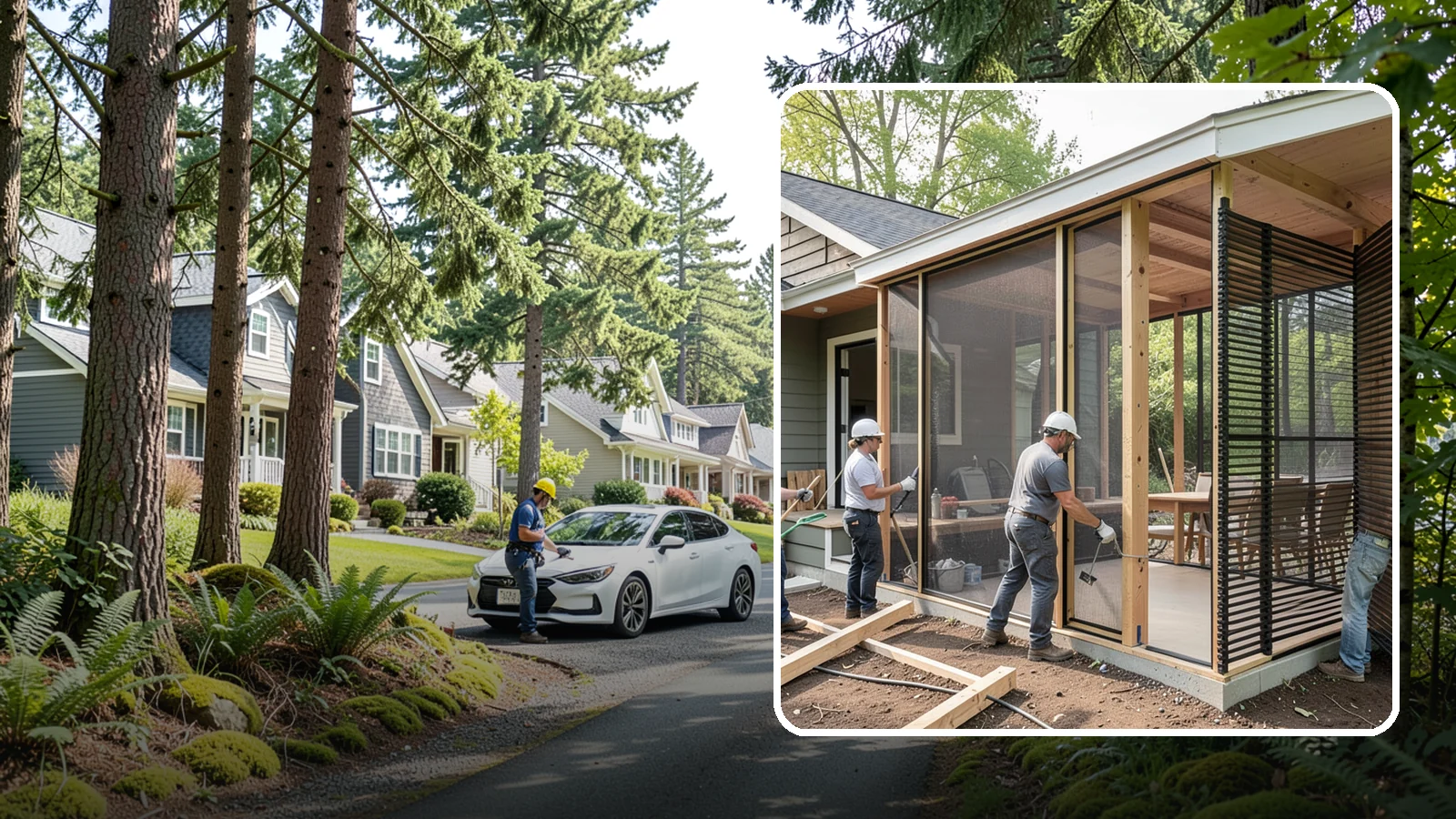 Screen Room Construction in Normandy Park, King County, WA - A screened enclosure that keeps insects out while letting fresh air flow through.