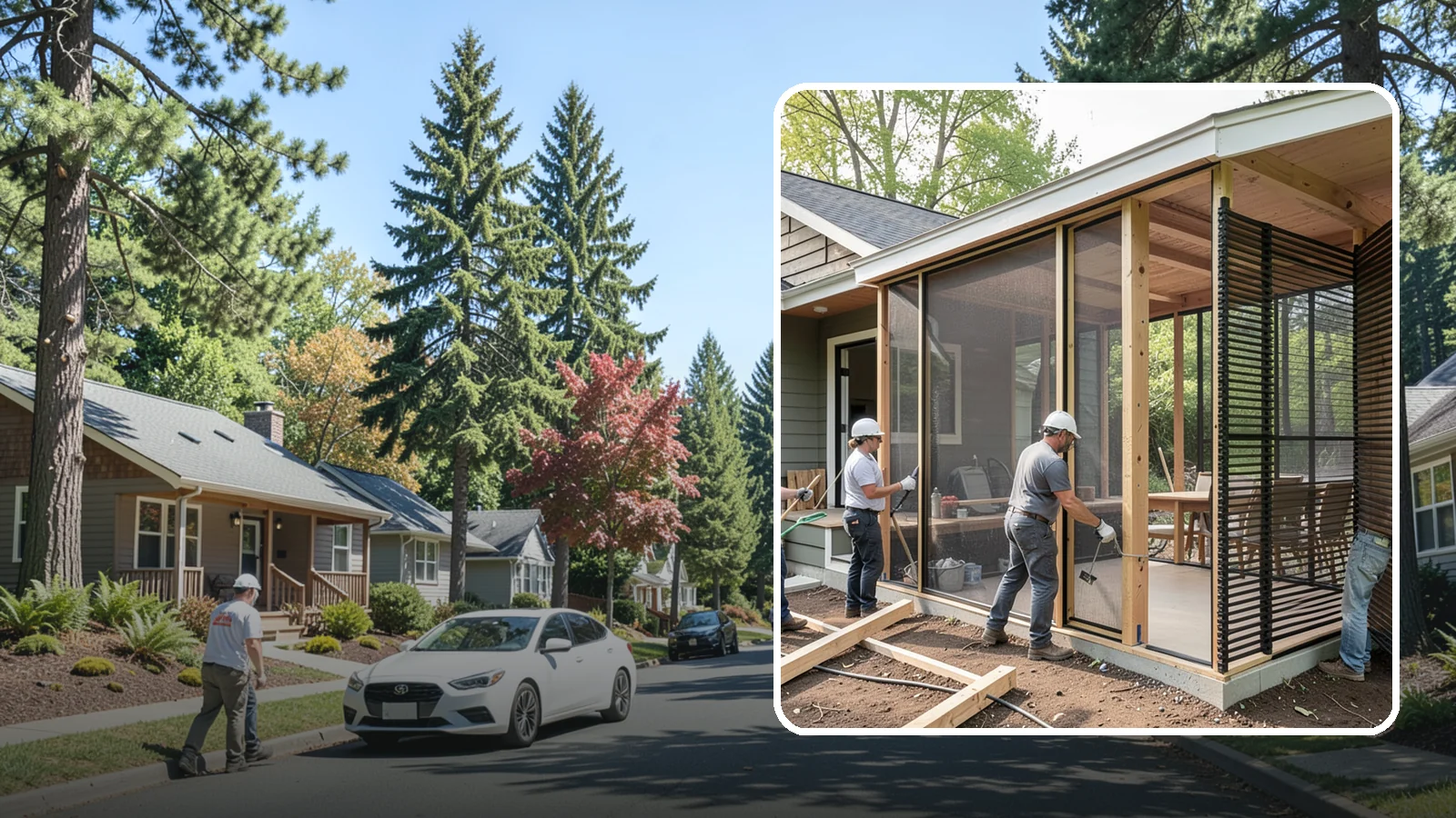 Screen Room Construction in Orting, Pierce County, WA - A screened enclosure that keeps insects out while letting fresh air flow through.