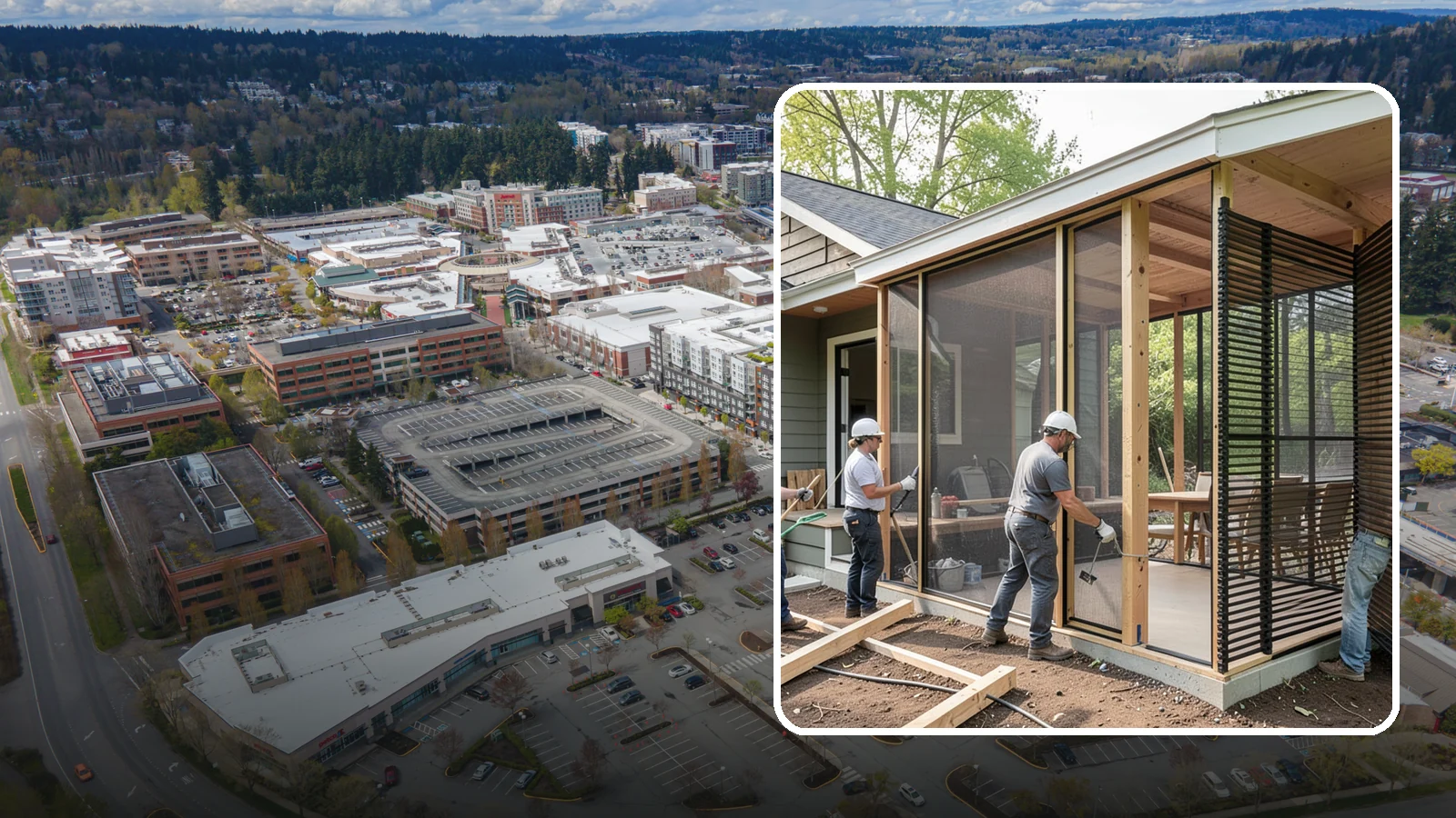 Screen Room Construction in Redmond, King County, WA - A screened enclosure that keeps insects out while letting fresh air flow through.