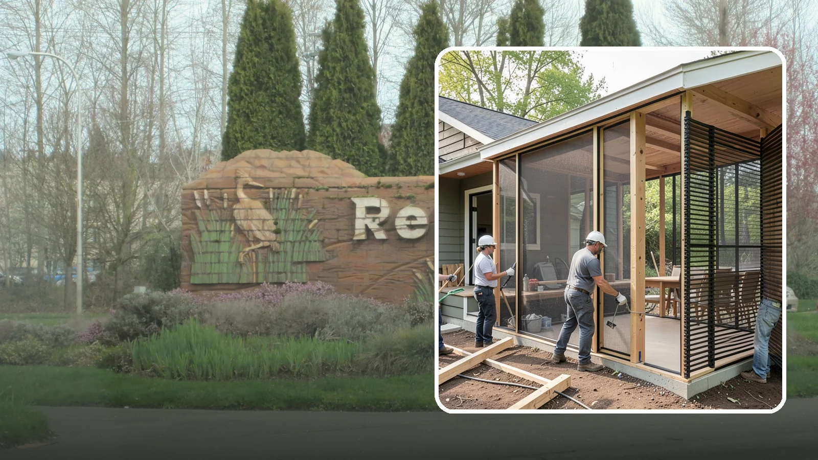 Screen Room Construction in Renton, King County, WA - A screened enclosure that keeps insects out while letting fresh air flow through.