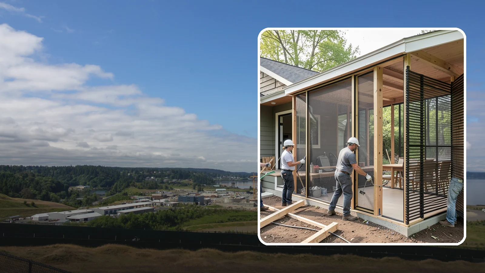 Screen Room Construction in University Place, Pierce County, WA - A screened enclosure that keeps insects out while letting fresh air flow through.