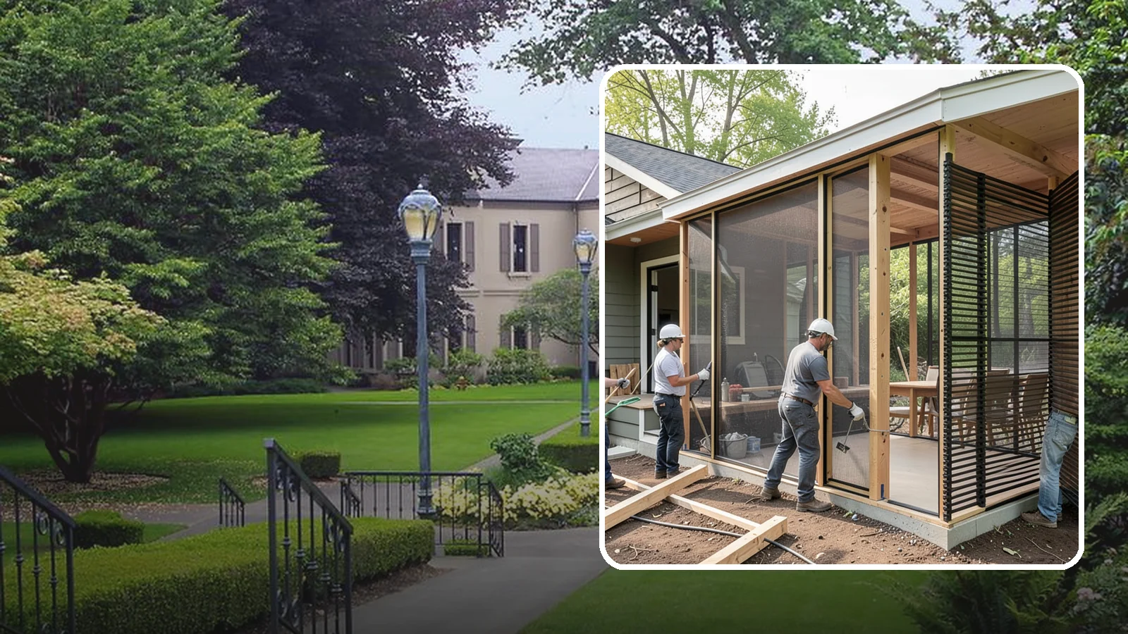 Screen Room Construction in Woodinville, King County, WA - A screened enclosure that keeps insects out while letting fresh air flow through.