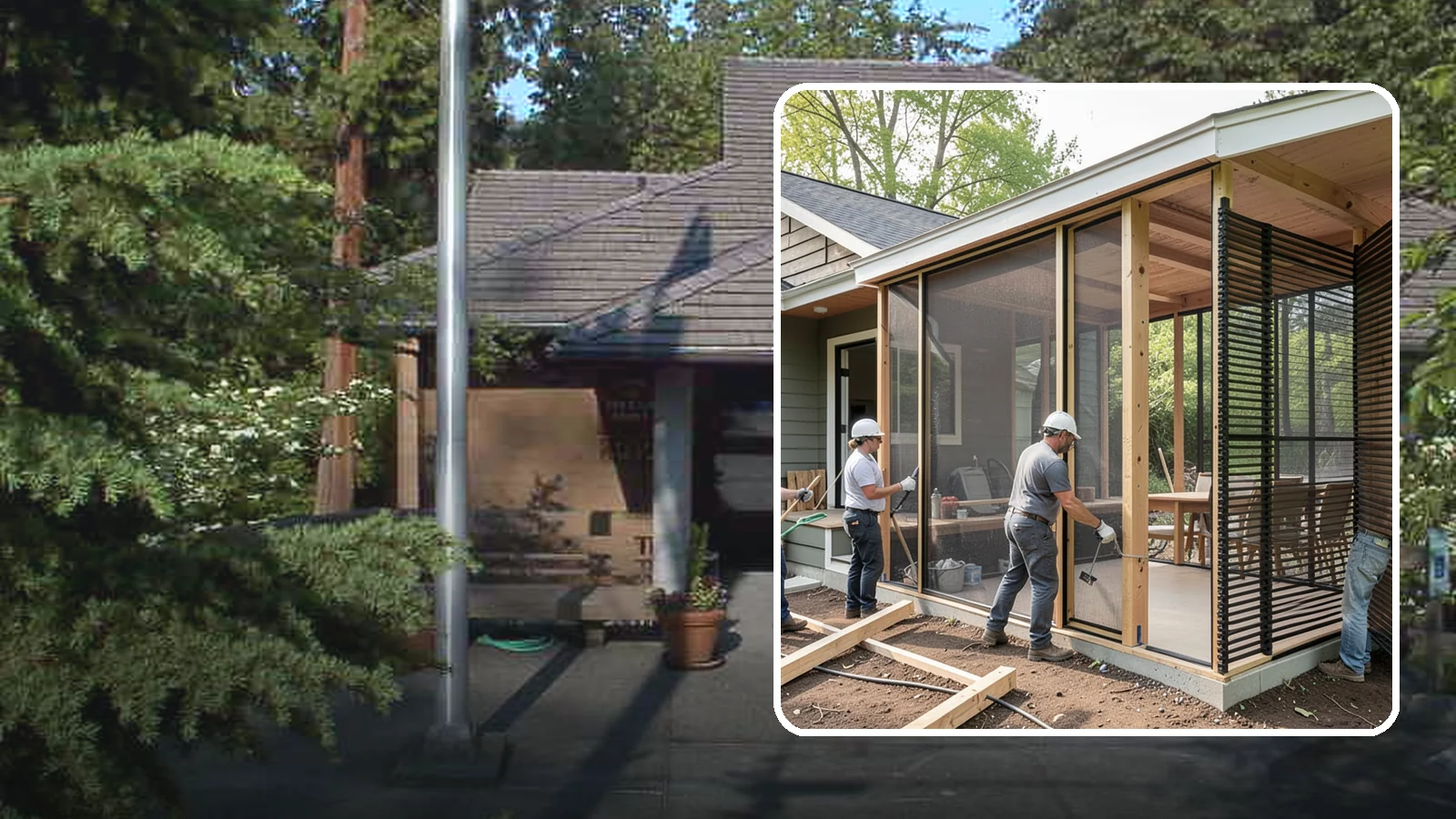 Screen Room Construction in Yarrow Point, King County, WA - A screened enclosure that keeps insects out while letting fresh air flow through.