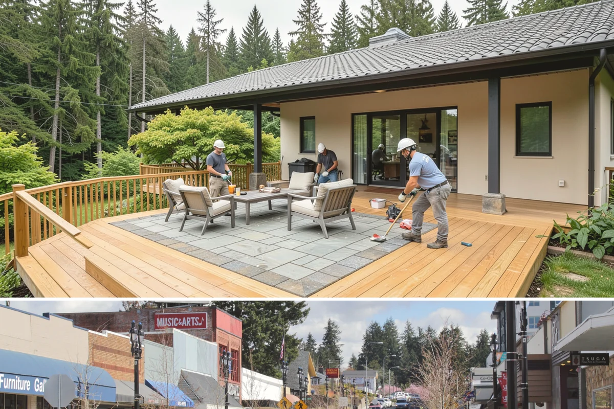 Screened Porch Construction in Bothell, King County, WA - Building in late spring means your screened porch is ready for bug-free enjoyment all summer long.