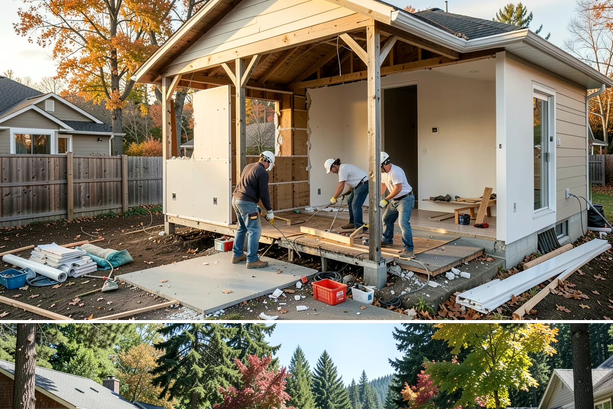 Screened Porch Construction in Orting, Pierce County, WA - Building in late spring means your screened porch is ready for bug-free enjoyment all summer long.