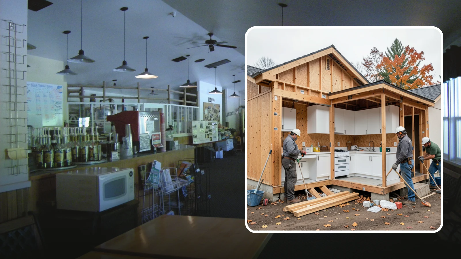 Scullery Construction in Black Diamond, King County, WA - Building a scullery or back kitchen to handle prep, cleanup, and mess out of sight of the main kitchen.
