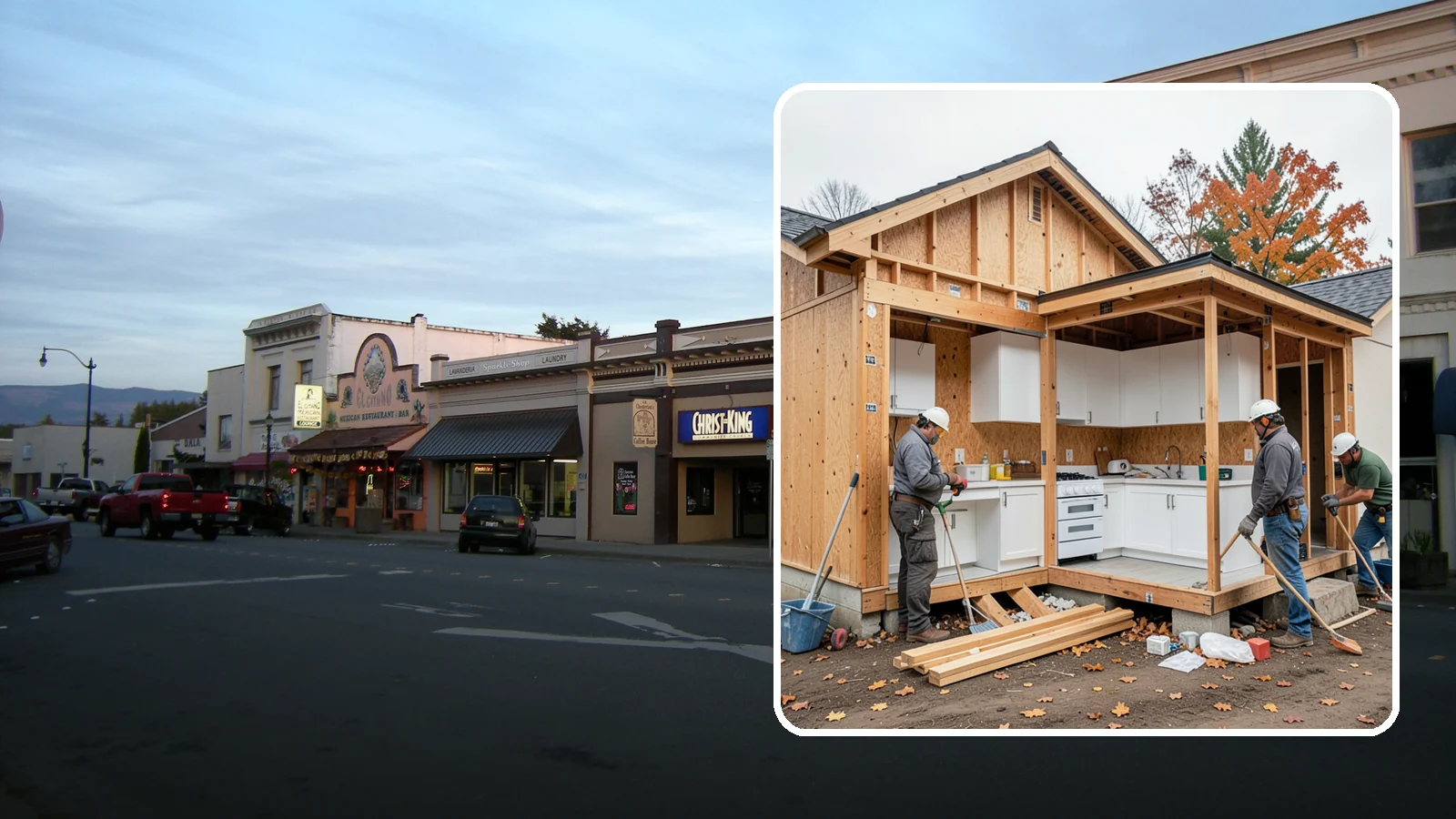 Scullery Construction in Burlington, Skagit County, WA - Building a scullery or back kitchen to handle prep, cleanup, and mess out of sight of the main kitchen.