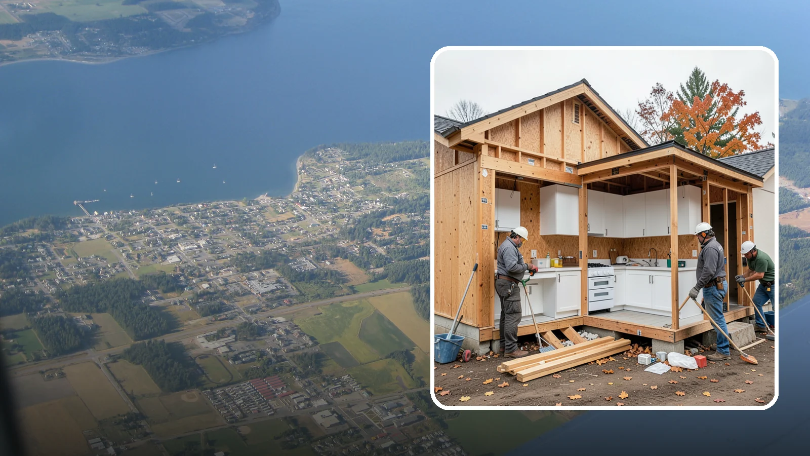 Scullery Construction in Coupeville, Island County, WA - Building a scullery or back kitchen to handle prep, cleanup, and mess out of sight of the main kitchen.