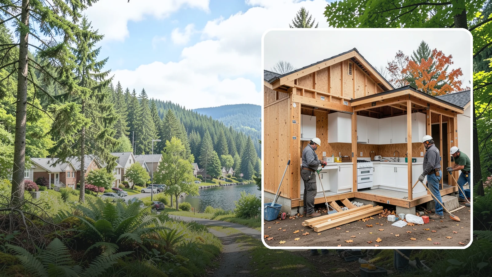 Scullery Construction in Lake Forest Park, King County, WA - Building a scullery or back kitchen to handle prep, cleanup, and mess out of sight of the main kitchen.