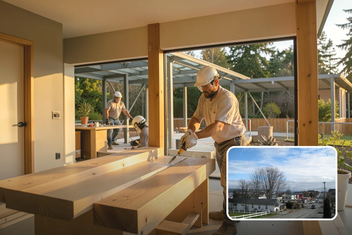 Scullery Construction in Langley, Island County, WA - Messy prep and cleanup kept out of sight