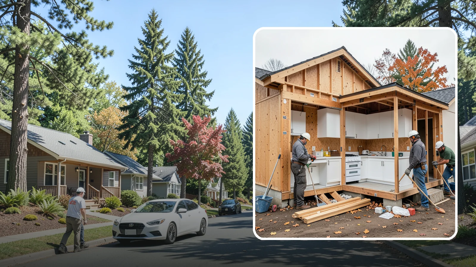 Scullery Construction in Orting, Pierce County, WA - Building a scullery or back kitchen to handle prep, cleanup, and mess out of sight of the main kitchen.