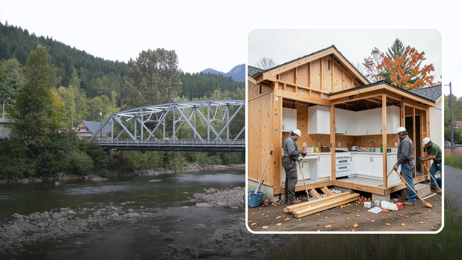 Scullery Construction in Skykomish, King County, WA - Building a scullery or back kitchen to handle prep, cleanup, and mess out of sight of the main kitchen.