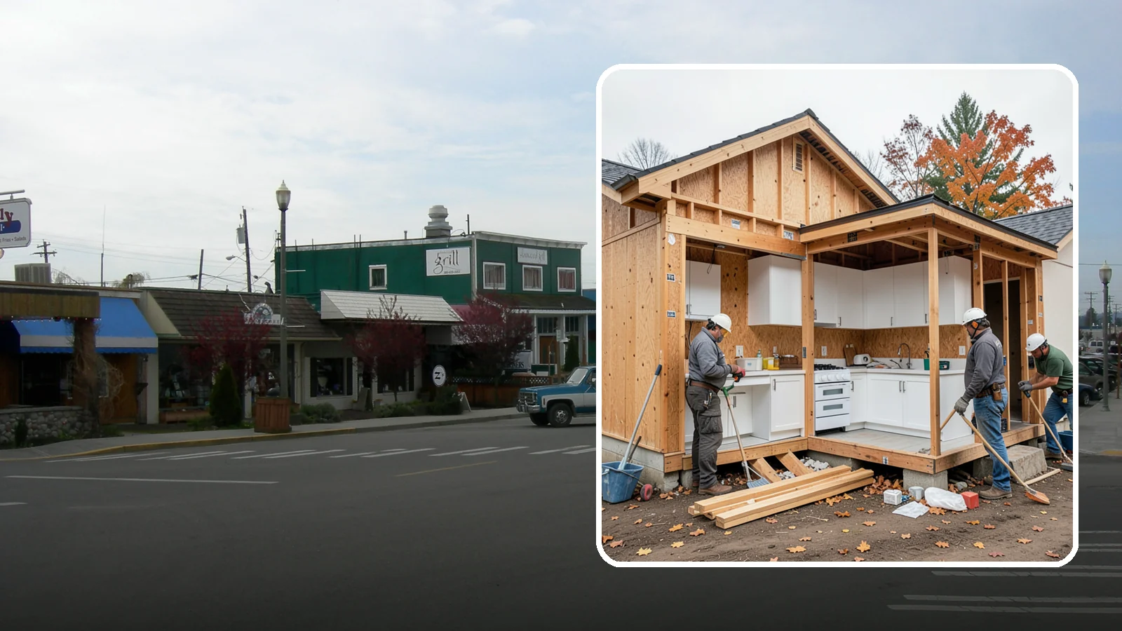 Scullery Construction in Stanwood, Snohomish County, WA - Building a scullery or back kitchen to handle prep, cleanup, and mess out of sight of the main kitchen.