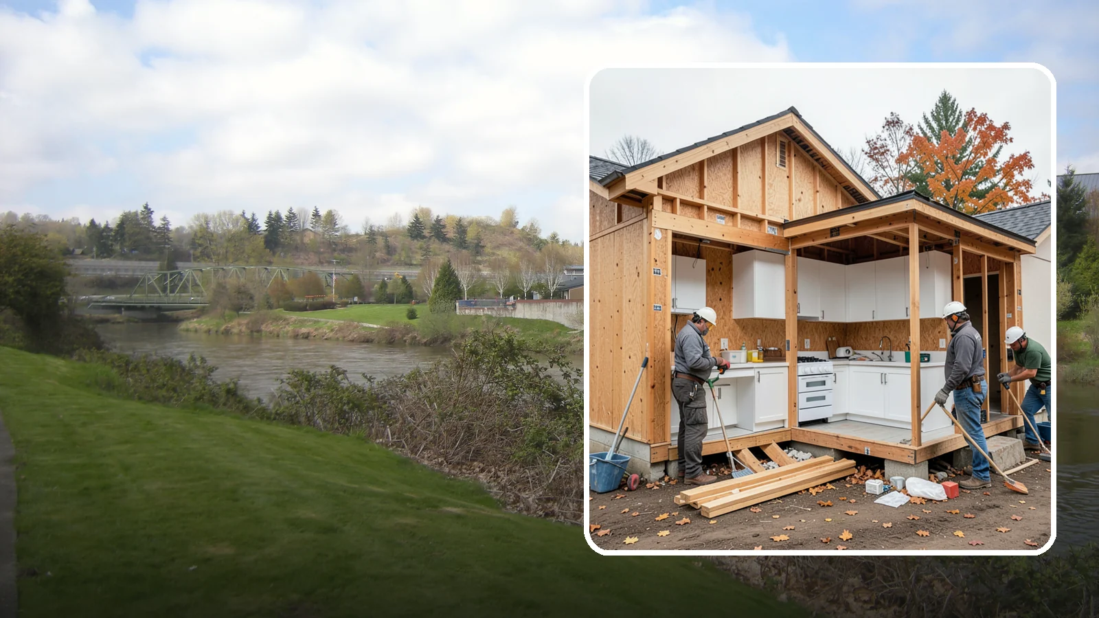 Scullery Construction in Tukwila, King County, WA - Building a scullery or back kitchen to handle prep, cleanup, and mess out of sight of the main kitchen.