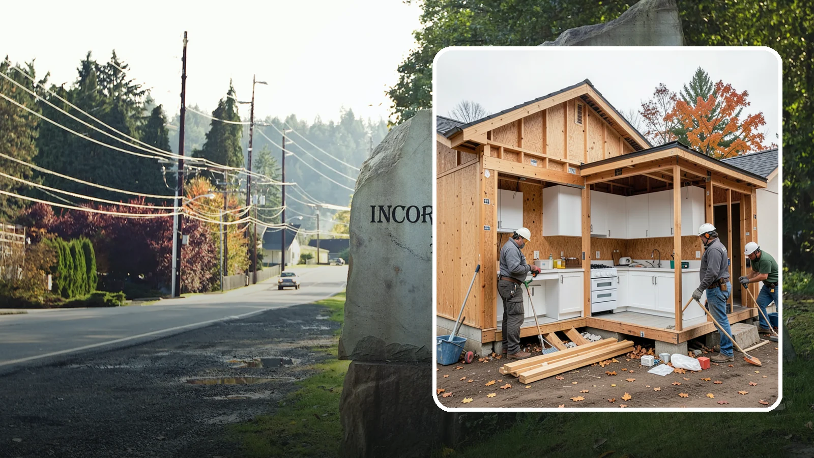 Scullery Construction in Wilkeson, Pierce County, WA - Building a scullery or back kitchen to handle prep, cleanup, and mess out of sight of the main kitchen.