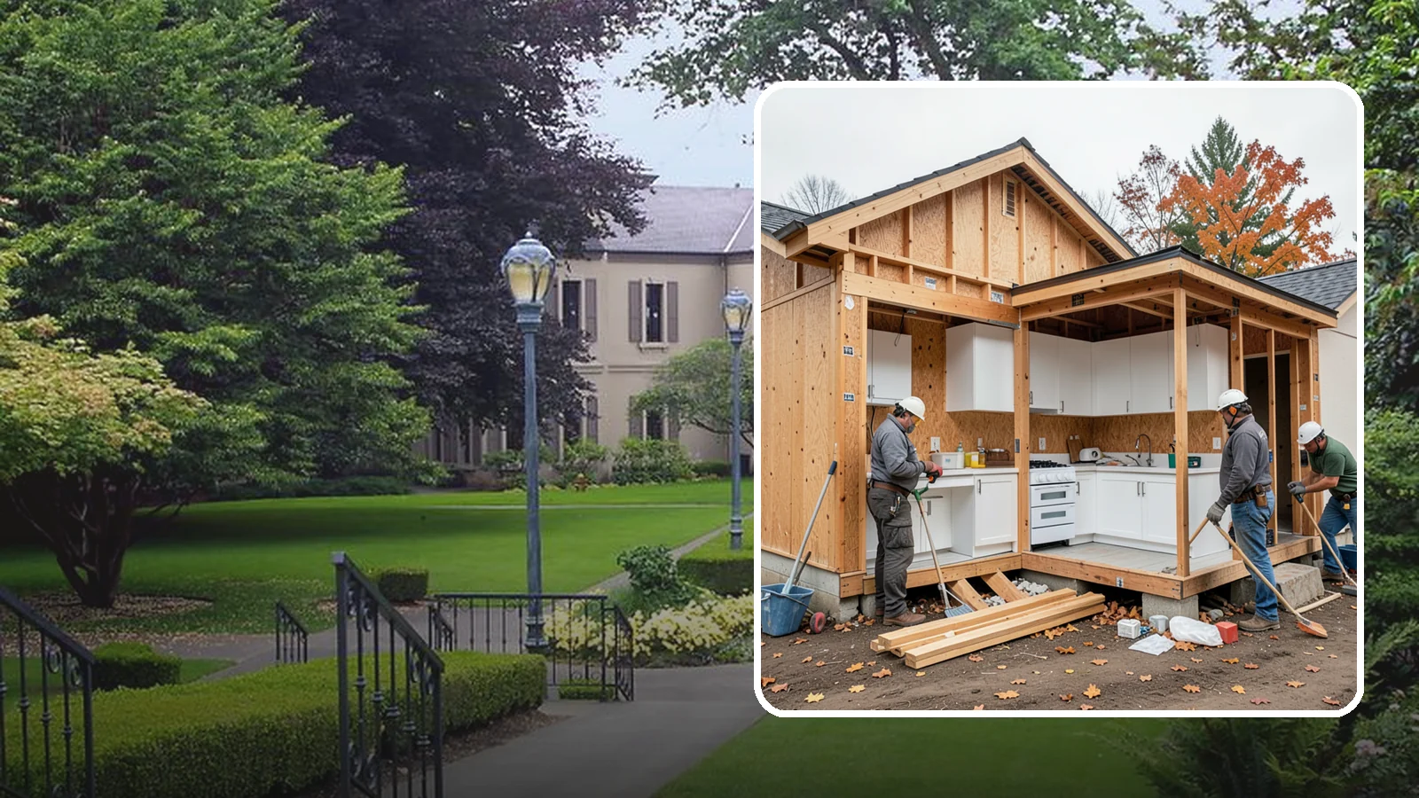 Scullery Construction in Woodinville, King County, WA - Building a scullery or back kitchen to handle prep, cleanup, and mess out of sight of the main kitchen.